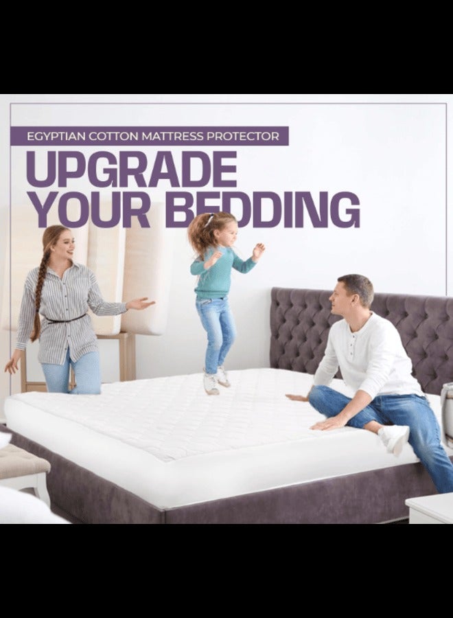 Premium 100% Polyester Comfort Bedding Quilted Waterproof Mattress Protector Extra Deep Mattress Cover Bed Pad Machine Washable Topper 100% Quilted Waterproof Mattress Protector comfort Bed - Image 5