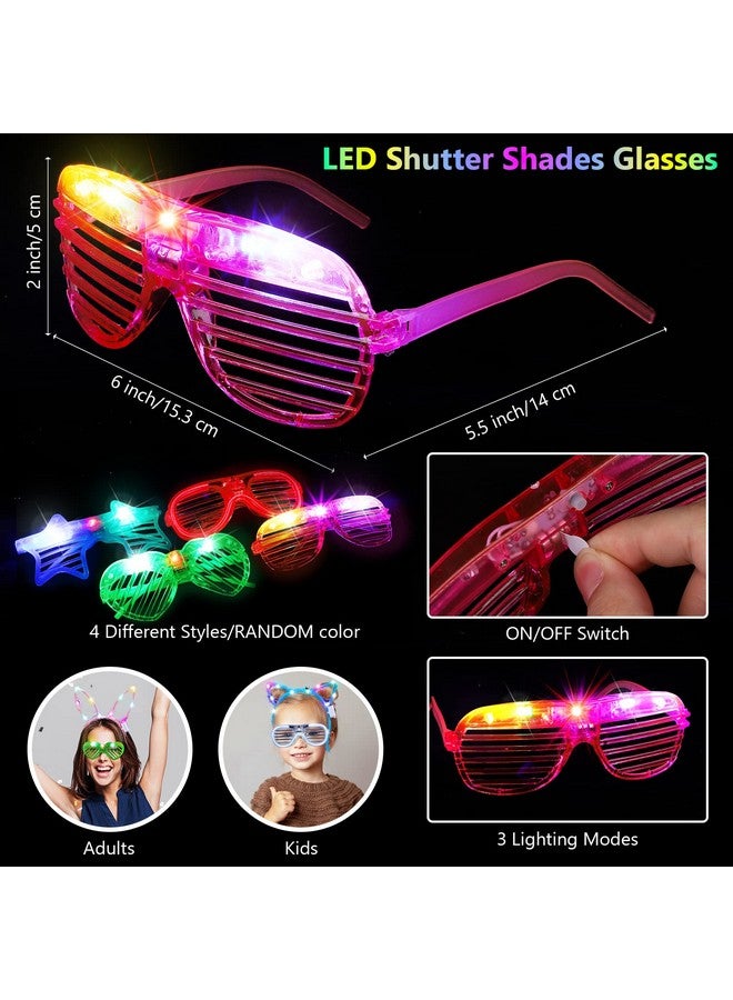 60 Pieces Glow In The Dark Party Supplies Neon Party Favor Led Light Up Party Favors With Flashing Glasses Flower Headband Crown Bracelets Rabbit Cat Ear Headband For Neon Party