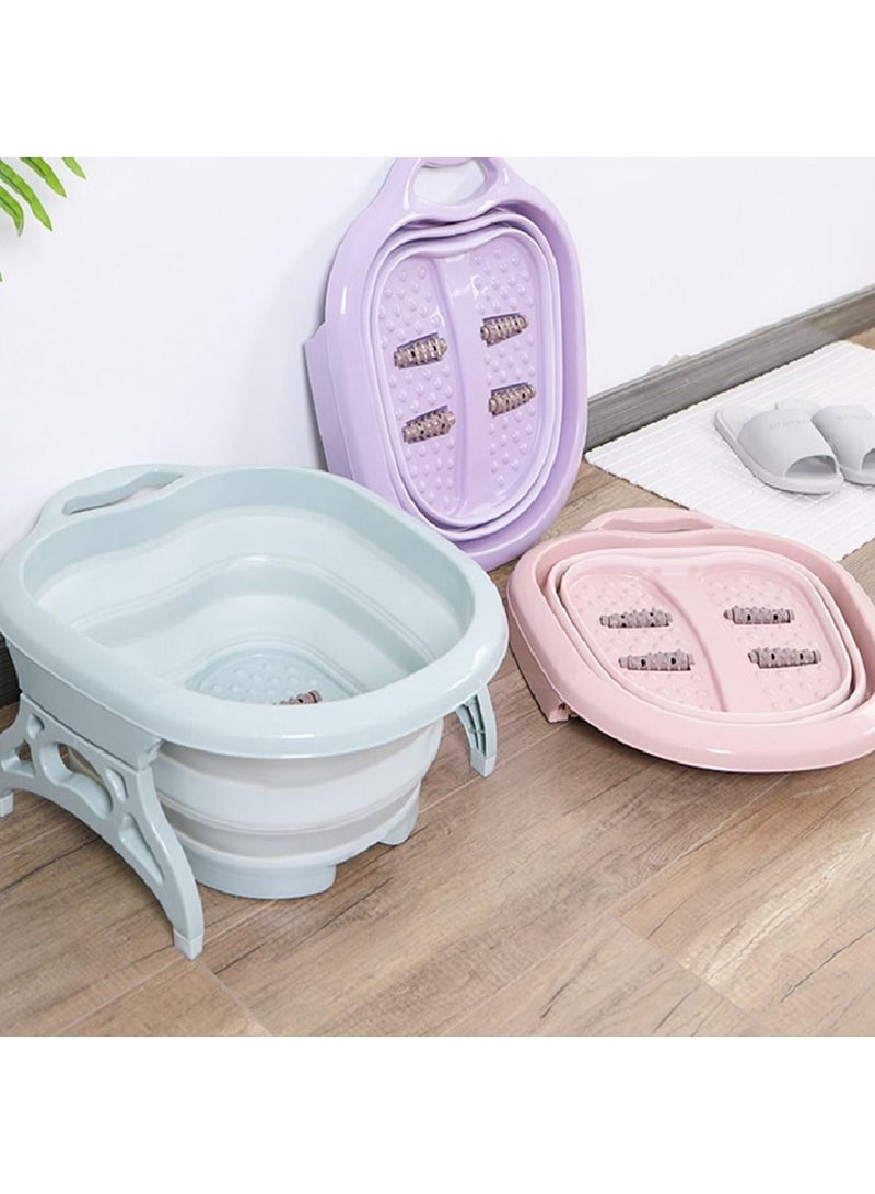 DubaiGallery Folding Foot Care Tub Portable Foot Wash Massage Bucket Travel Folding Bucket with 4 Massage Balls Bathing Feet in Winter -slip Handle Endurable Meterial - Image 1