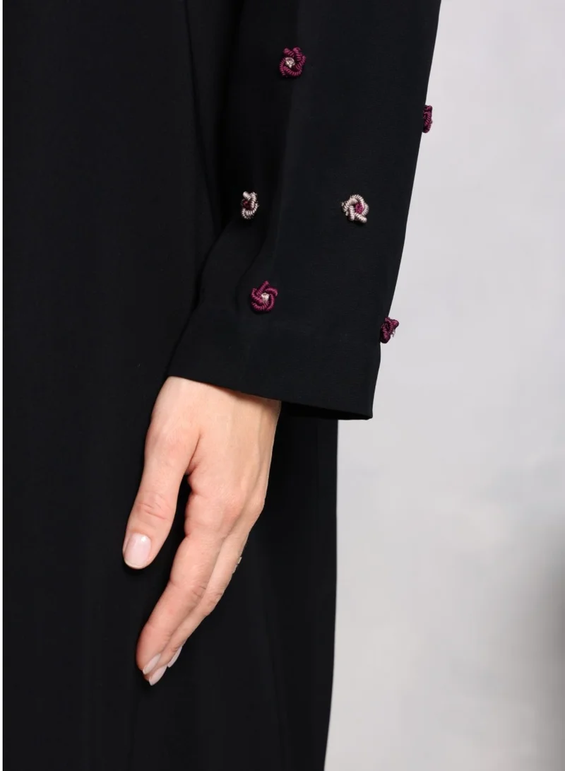 Nikias Soft crepe with elegant thread work on sleeves and sheila