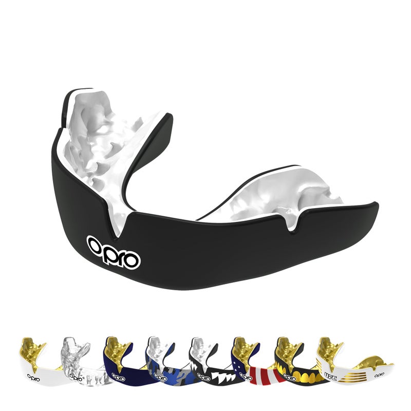 OPRO Instant CustomFit Mouth Guard DentistGrade Comfort Moldable Sports Mouthpiece for Boxing Wrestling MMA Lacrosse UFC ImpactResistant Gum Shield with Case BlackWhite Adult