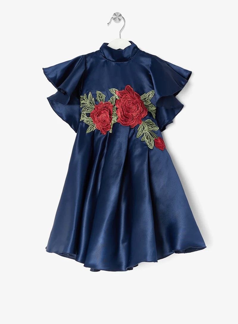 Little Golden Apple Floral Flared Dress