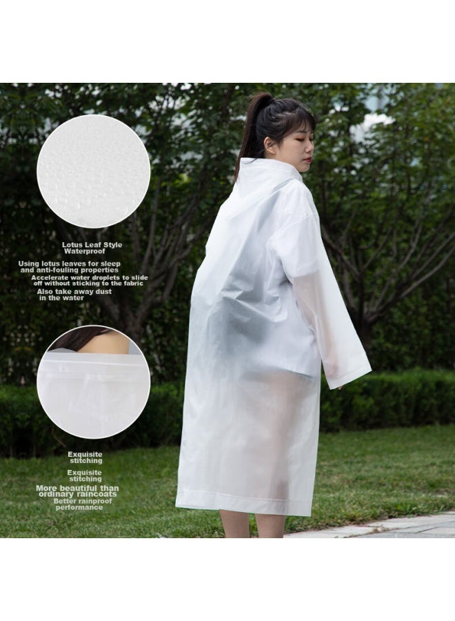 BWNK Bowonic Adult Raincoat, Semi-transparent Frosted Fashionable Raincoat, Long Style With Hood For Men And Women, Thickened Rain Poncho, Non-disposable, White - Image 2