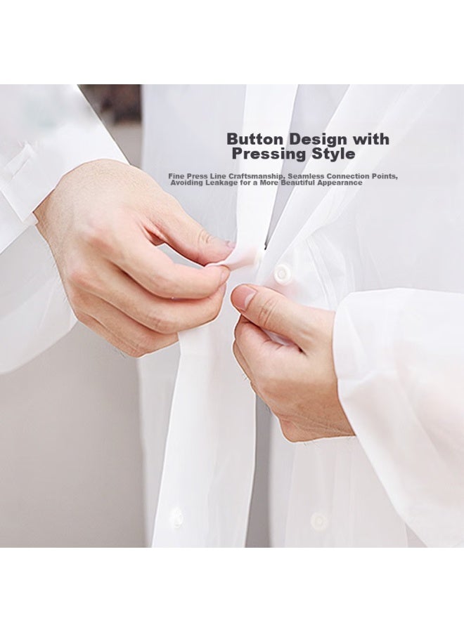 BWNK Bowonic Adult Raincoat, Semi-transparent Frosted Fashionable Raincoat, Long Style With Hood For Men And Women, Thickened Rain Poncho, Non-disposable, White - Image 4