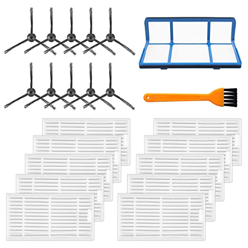 Garbage fighter Vacuum Filter Kit Replacement for Robotic Vacuum ILIFE V3 V3S V5 V5s Pro Robot Vacuum Cleaner, 10 Filters and 10 Side Brushes and 1 Primary Filter and 1 Cleaning Brush(Pack of 21) - Image 1