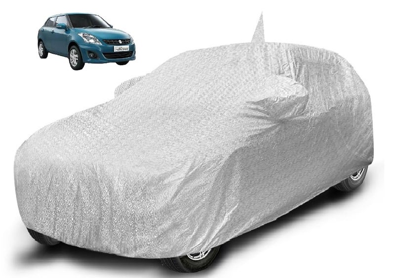Auto Hub Waterproof Car Cover Compatible with Maruti Swift Dzire (Model : 2008-2017) with Mirror & Antenna Pocket, Soft Cotton Lining, Waterproof Swift Dzire Car Cover- Metallic Silver - Image 1