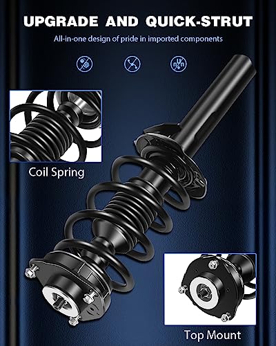 ECCPP مجموعة ممتص الصدمات ECCPP الكاملة، مجموعة النوابض والممتصات الأمامية والخلفية لسيارات فولكس فاجن بيتل/إيوس/غولف/جي تي آي/جيتا/باسات/رابيت (زوج أمامي) - Image 2