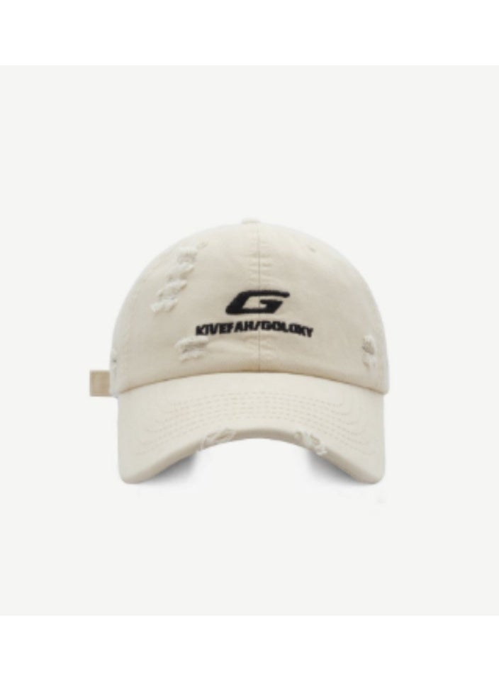 Beige Distressed Baseball Cap with "KIVEFAH/GLORY" Logo  55-59cm