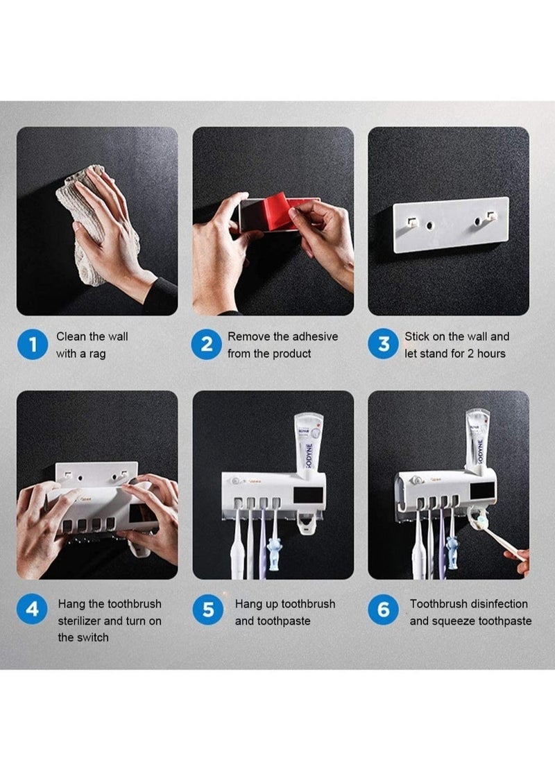 ELTRAZONE UV Toothbrush Sanitizer, Bathroom Toothbrush Holder Wall Mounted Ultraviolet Light Sterilizer,Toothbrush Organizer for Home, Bathroom, Shower (White)  - Image 5