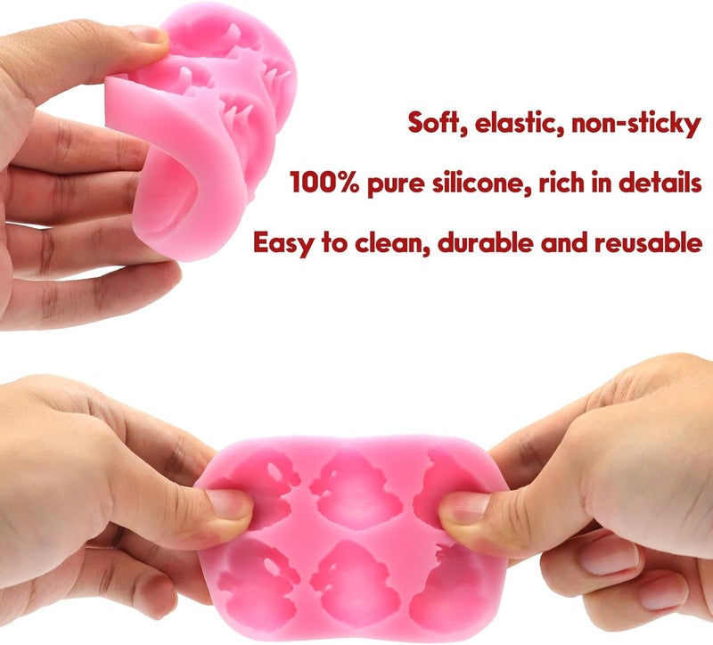 NSSHEL 1 Pcs Christmas Chocolate Mold 3D Skull Designs DIY Pink Silicone Baking Molds Xmas Theme Food Grade Chocolate Candy Cake Moulds Homemade Cute Chocolate Mold for Christmas New Year Party Decoration - Image 3