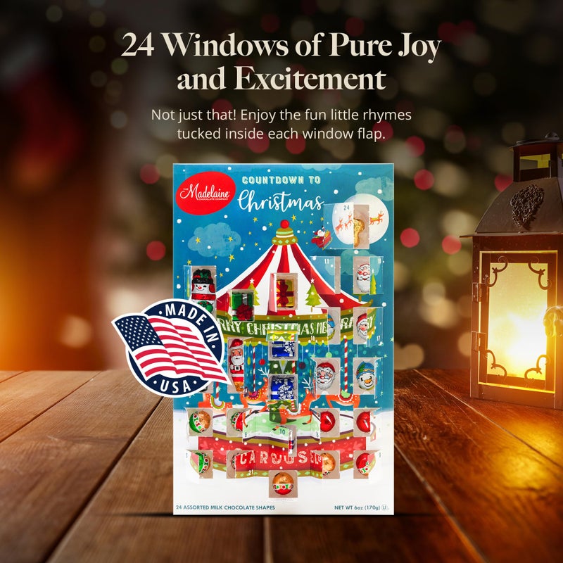Madelaine 2025 Christmas Advent Calendar - Chocolate & Candy Christmas Countdown for Kids, Women, Men, Teen Girls & Boys - Holiday Treats Advent Calendars -Carousel - 6 Oz - Image 4