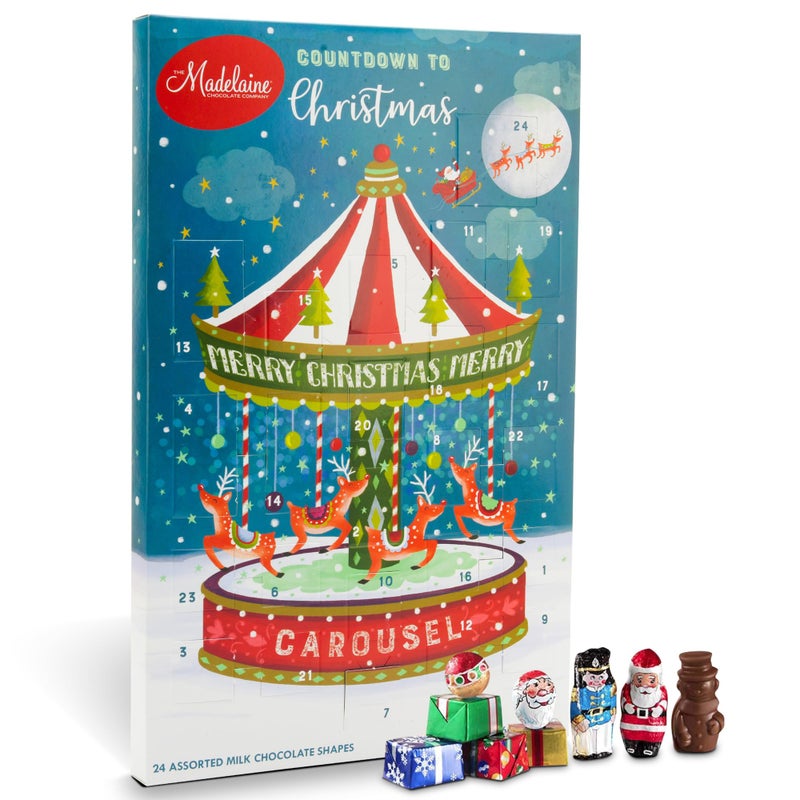 Madelaine 2025 Christmas Advent Calendar - Chocolate & Candy Christmas Countdown for Kids, Women, Men, Teen Girls & Boys - Holiday Treats Advent Calendars -Carousel - 6 Oz - Image 1