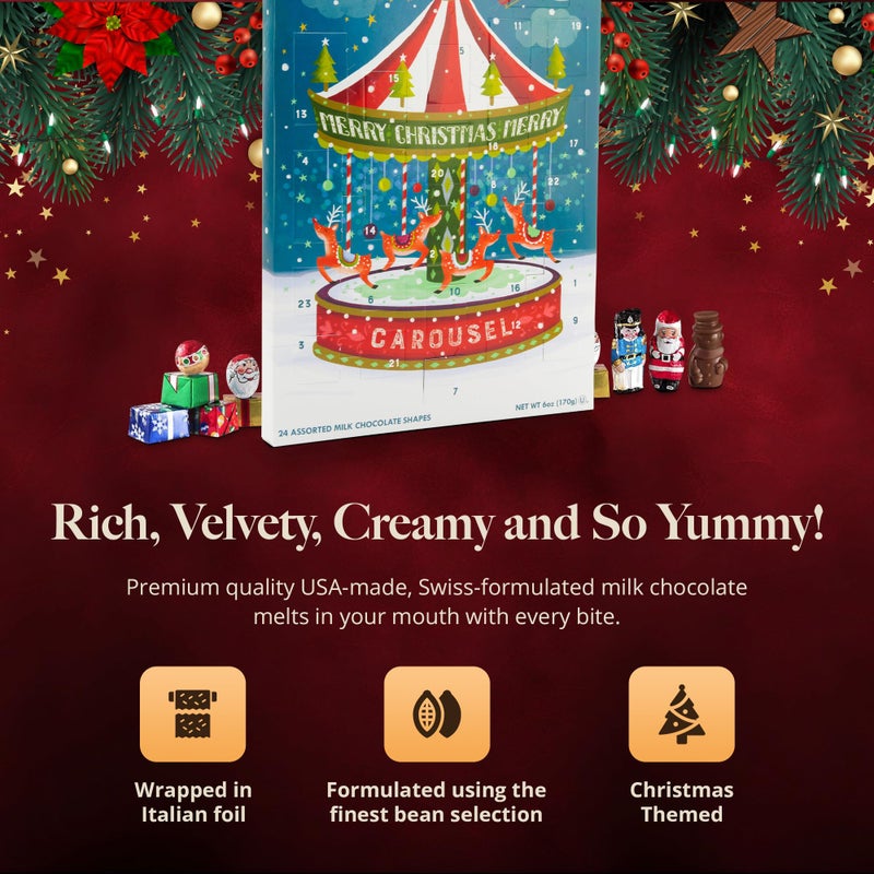 Madelaine 2025 Christmas Advent Calendar - Chocolate & Candy Christmas Countdown for Kids, Women, Men, Teen Girls & Boys - Holiday Treats Advent Calendars -Carousel - 6 Oz - Image 5