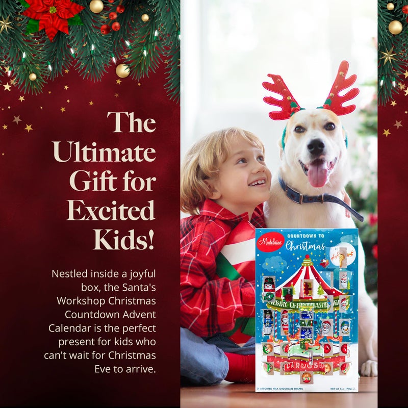 Madelaine 2025 Christmas Advent Calendar - Chocolate & Candy Christmas Countdown for Kids, Women, Men, Teen Girls & Boys - Holiday Treats Advent Calendars -Carousel - 6 Oz - Image 2
