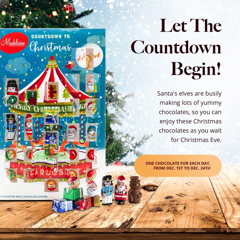 Madelaine 2025 Christmas Advent Calendar - Chocolate & Candy Christmas Countdown for Kids, Women, Men, Teen Girls & Boys - Holiday Treats Advent Calendars -Carousel - 6 Oz - Image 3
