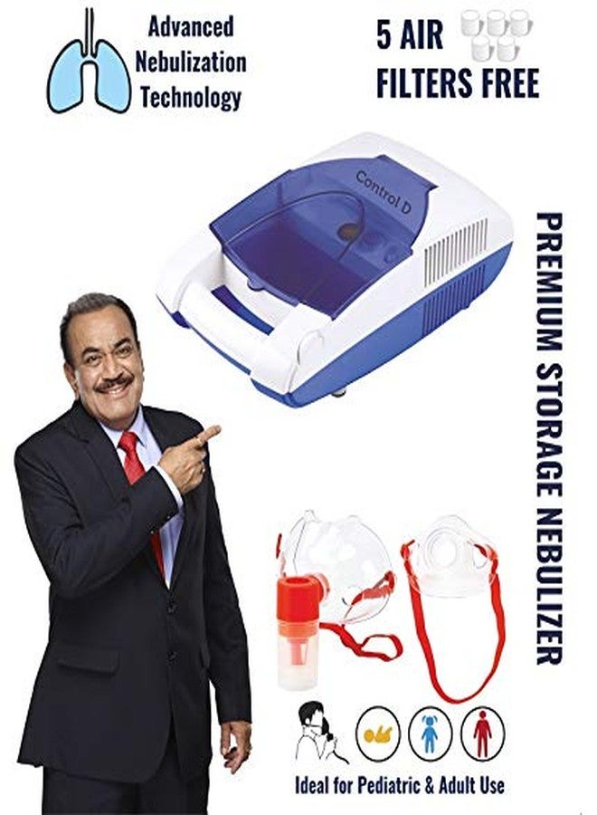 كونترول_دي طقم ضاغط الهواء الممتاز من Control D مع قطعة الفم، وأقنعة للأطفال والكبار، وجهاز استنشاق (أبيض وأزرق) - Image 3