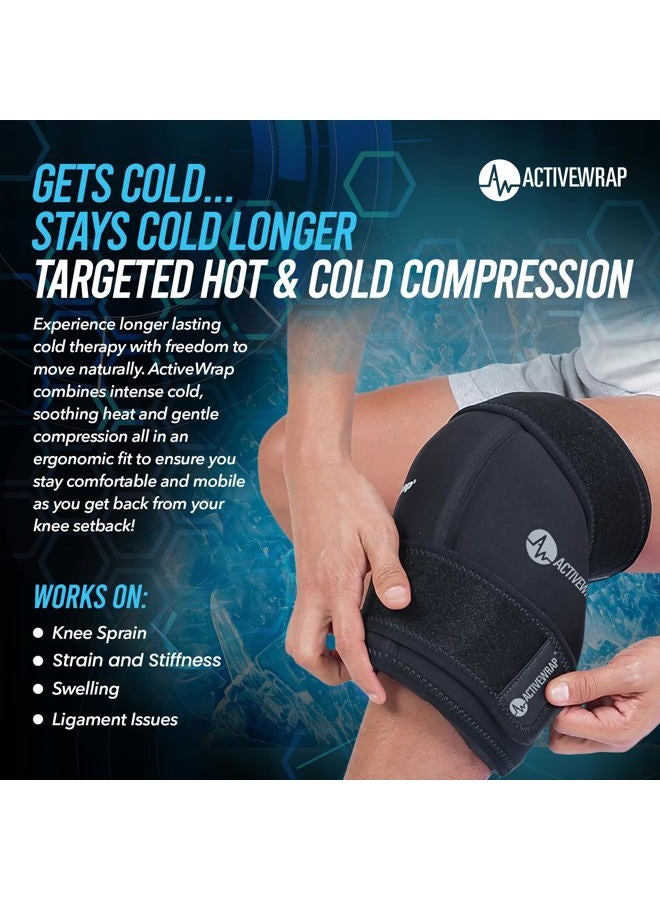 AW ACTIVEWRAP ActiveWrap - Knee Ice Pack Wrap with Compression, 2 Reusable Gel Heat & Cold Packs for Knee Pain, Sore Legs & Shin Splints. Flexible Cold Wrap for Injury and Swelling Control & Joint Support - One - Image 2