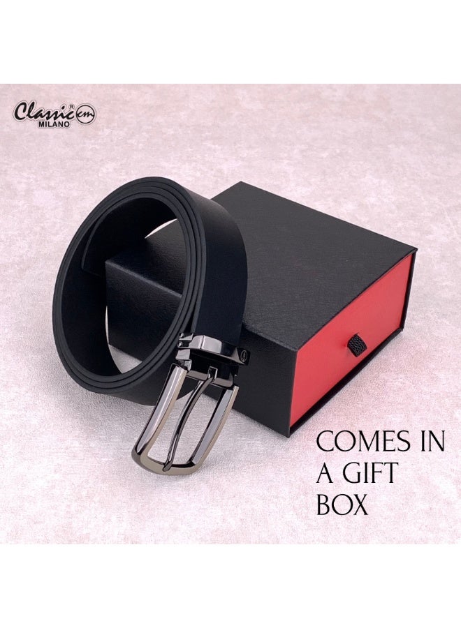 Classic Milano Genuine Leather Belt for Men – Black Formal Belt Men – Men Belts for Office & Business Wear – Mens Belt Leather with Gift Box - Image 4