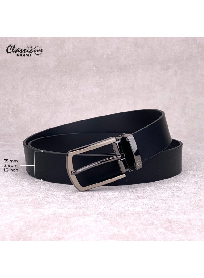 Classic Milano Genuine Leather Belt for Men – Black Formal Belt Men – Men Belts for Office & Business Wear – Mens Belt Leather with Gift Box - Image 5