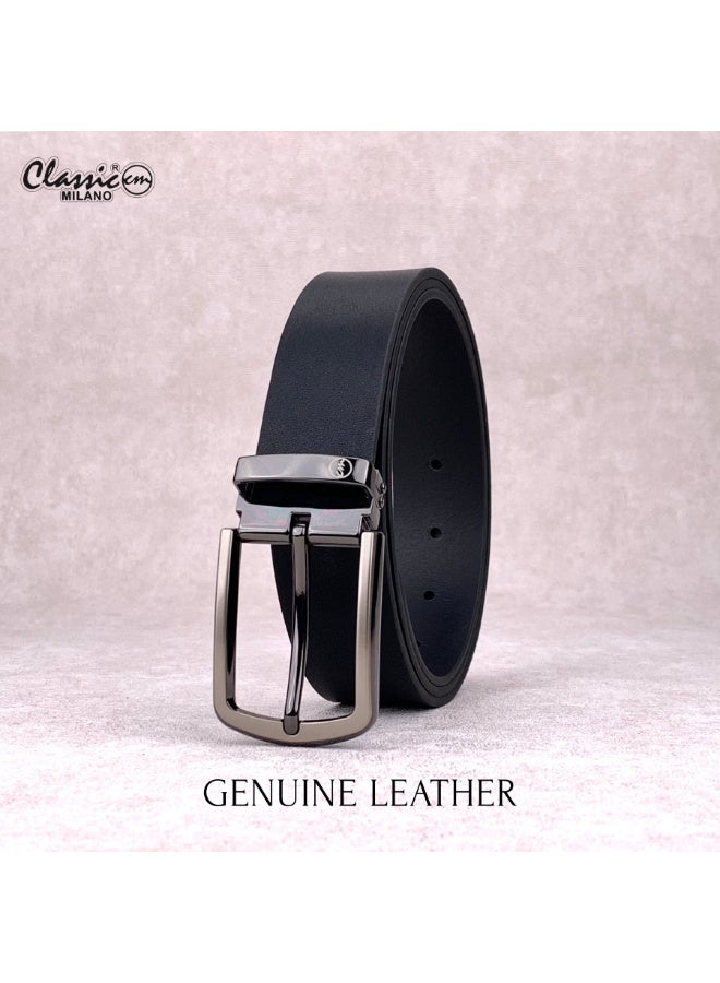 Classic Milano Genuine Leather Belt for Men – Black Formal Belt Men – Men Belts for Office & Business Wear – Mens Belt Leather with Gift Box - Image 3