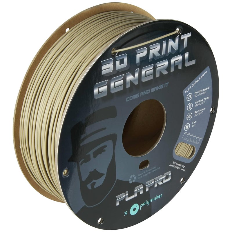 polymaker PLA PRO Filament 1.75mm 1kg, Tough & High Rigidity 3D Print General Flat Dark Earth 3D Printing Filament 1.75mm, PolyLite PLA PRO 3D Printer Filament 1.75mm, Print with Most 3D Printers - Image 1