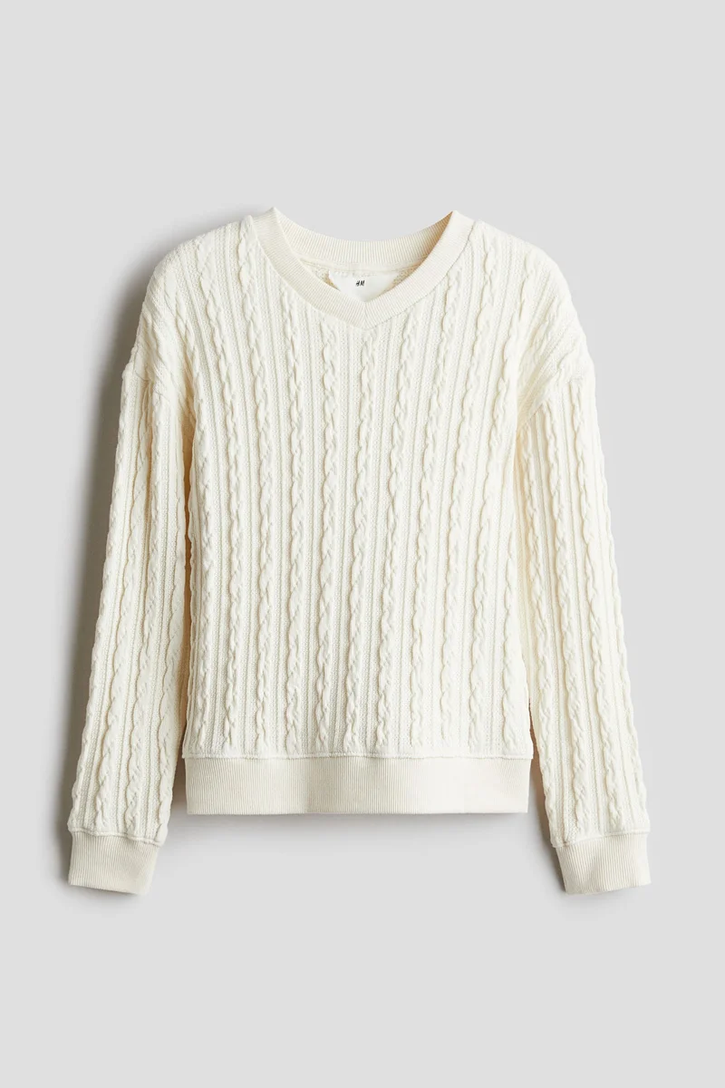 H&M Cable-Knit V-Neck Jumper