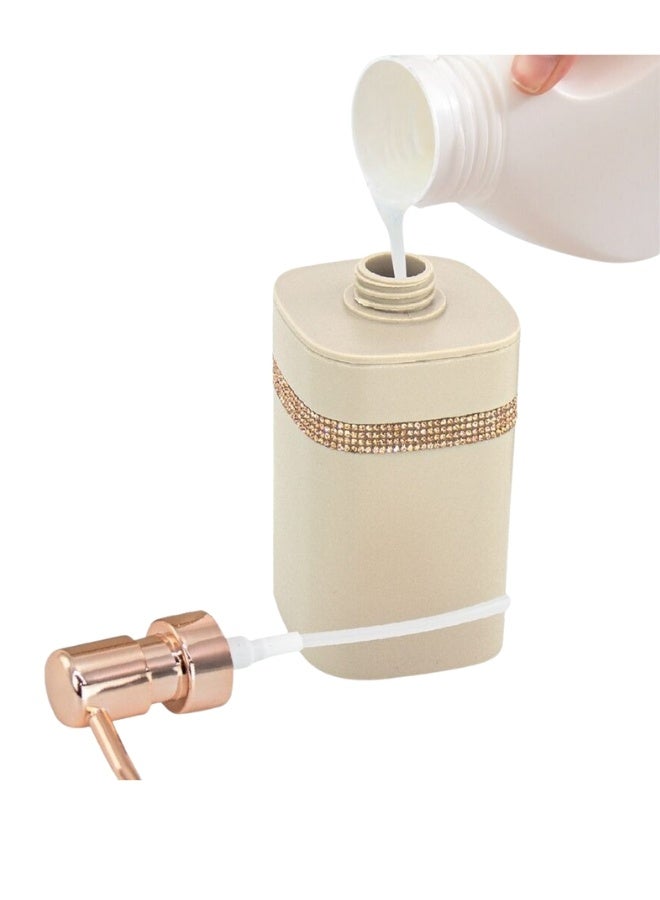 Soap Dispenser for Bathroom and Kitchen A touch of elegance with an astragalus design Soap dispenser with a glossy appearance adds a sophisticated touch to your bathroom 350 ml Grey/Gold - Image 2
