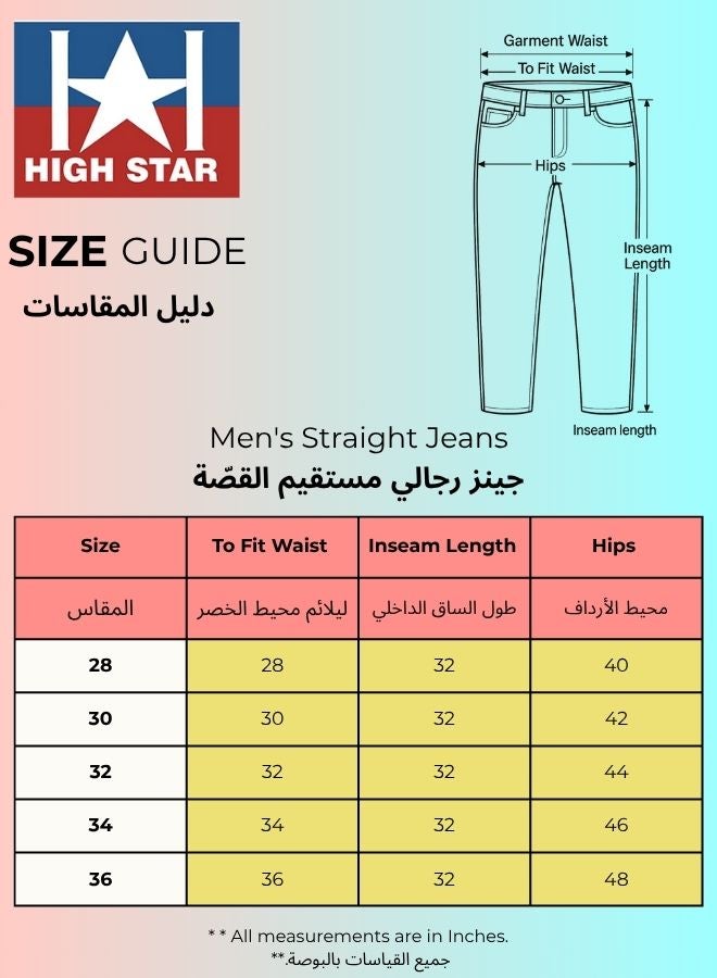 HIGH STAR بنطلون جينز رجالي بقصّة مستقيمة باللون النيلي - Image 4