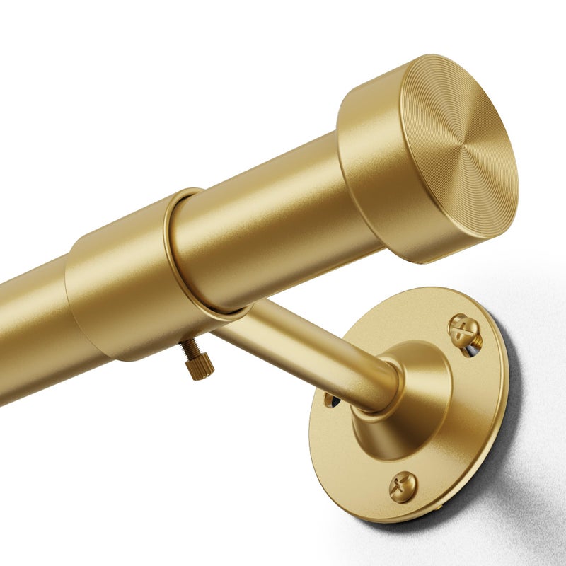 YaFex Heavy Duty Curtain Rods 32-120 Inch, 1 Inch Adjustable Gold Curtain Rod for Windows, Long Window Treatment Rods with Aluminium Finials, Easy Installation - Image 1