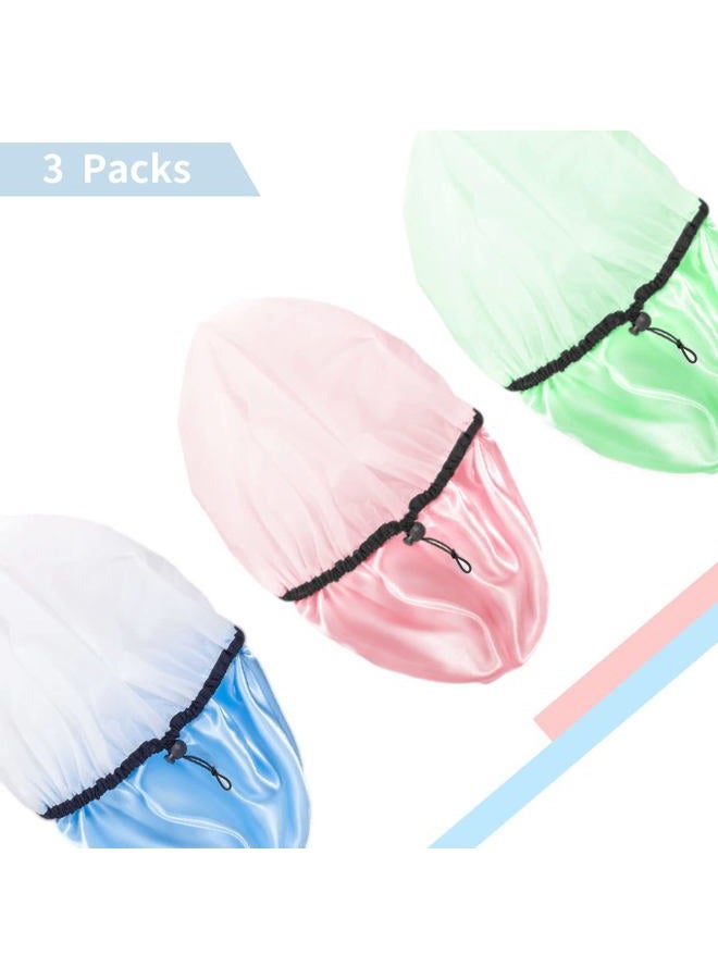 Auban Shower Cap for Women, Adjustable Reusable, Extra Large, Double-Layer Waterproof Bathing cap, Waterproof Exterior, EVA Lining, Hair Cap for All Hair Lengths, 3 Colors - Image 5