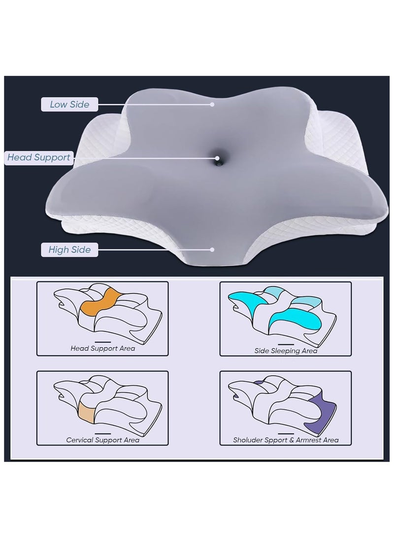 Butterfly-Shaped Cervical Pillows for Sleeping, Orthopedic Memory Foam Pillow for Neck and Shoulder Pain Relief, Contour Support Neck Pillow with Washable Cover  - Image 4