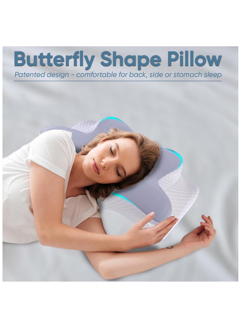 Butterfly-Shaped Cervical Pillows for Sleeping, Orthopedic Memory Foam Pillow for Neck and Shoulder Pain Relief, Contour Support Neck Pillow with Washable Cover  - Image 3