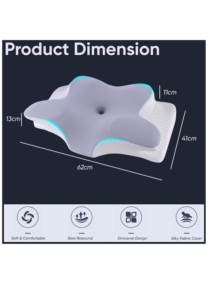 Butterfly-Shaped Cervical Pillows for Sleeping, Orthopedic Memory Foam Pillow for Neck and Shoulder Pain Relief, Contour Support Neck Pillow with Washable Cover  - Image 2
