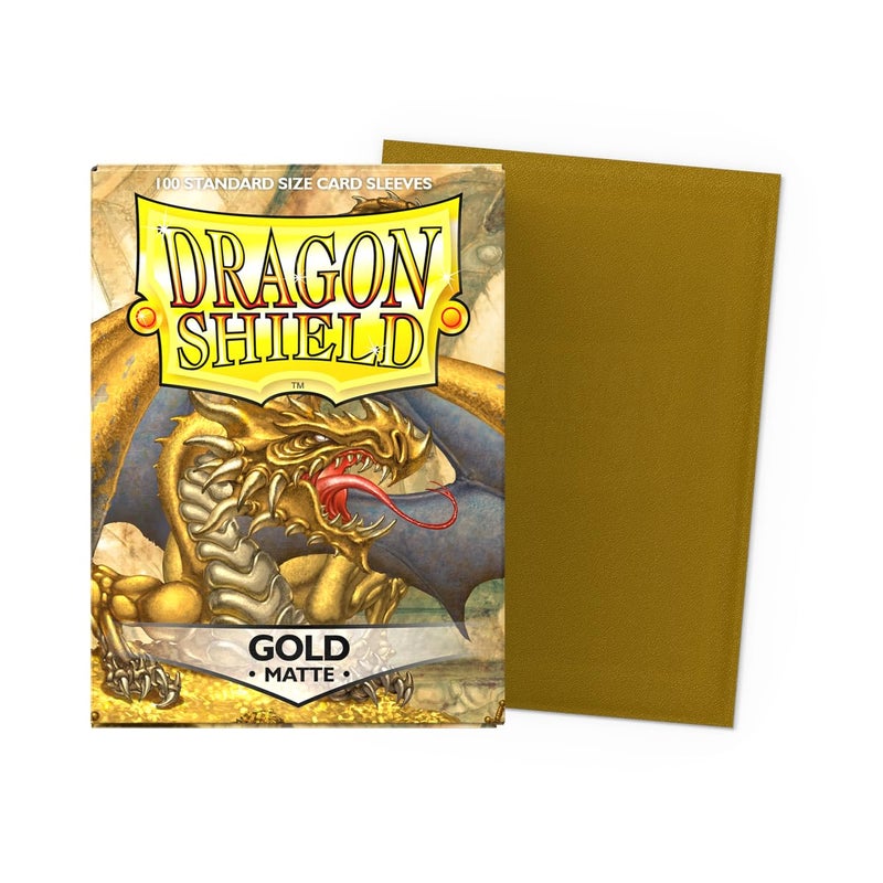 Dragon Shield | Standard Size Card Matte Sleeves | 100 CT - Smooth & Tough Premium TCG Sleeves | Compatible with Pokemon, Flesh & Blood, One Piece & Magic The Gathering | Gold - Matte - Image 2