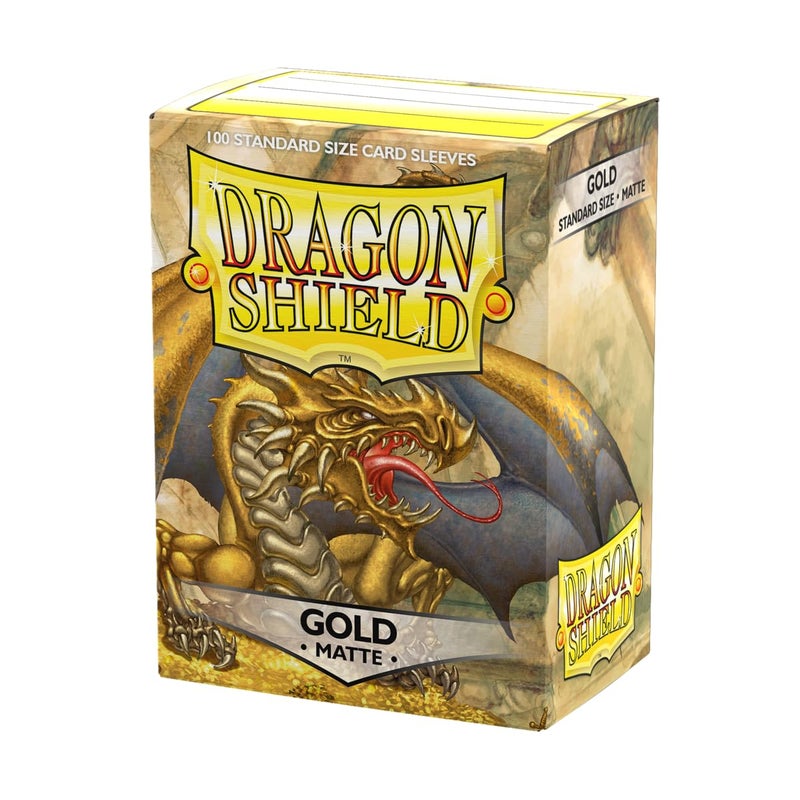 Dragon Shield | Standard Size Card Matte Sleeves | 100 CT - Smooth & Tough Premium TCG Sleeves | Compatible with Pokemon, Flesh & Blood, One Piece & Magic The Gathering | Gold - Matte - Image 1