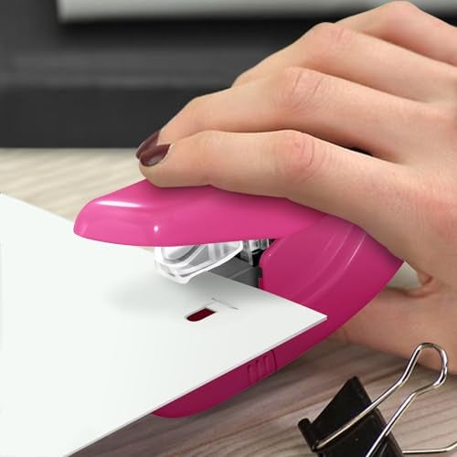 Plus Paper Clinch Staple-Free Stapler, Pink - Image 5