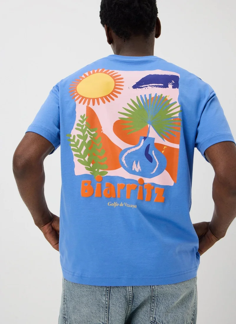 ماتلان Blue Biarritz Back Graphic T-Shirt