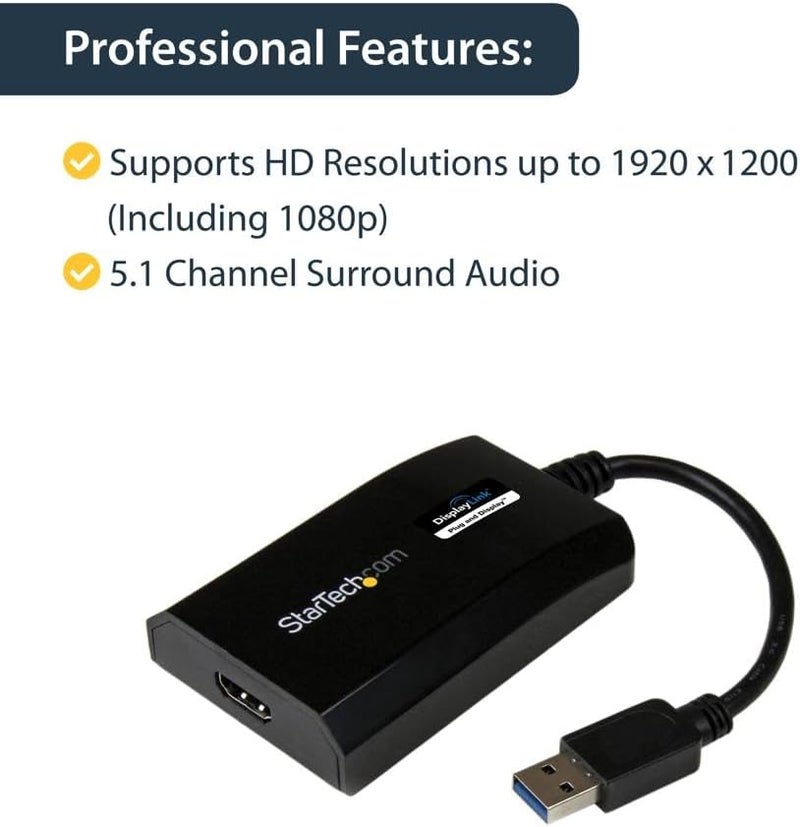 Star Tech .com USB 3.0 to HDMI Adapter - DisplayLink Certified - 1080p (1920x1200) - USB Type-A to HDMI Display Adapter Converter for Monitor - External Video & Graphics Card - Windows/Mac (USB32HDPRO) - Image 4