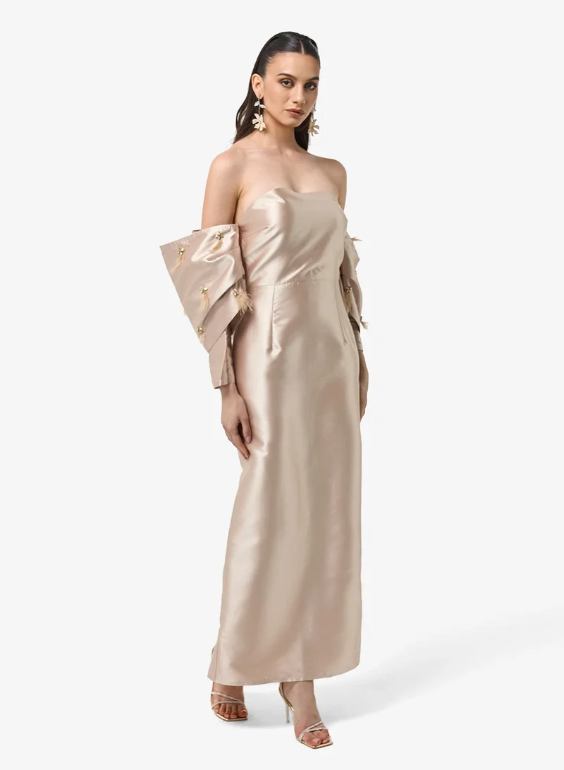 Threadz by Ajooni  Off Shoulder Maxi Dress for Women | Best Price UAE