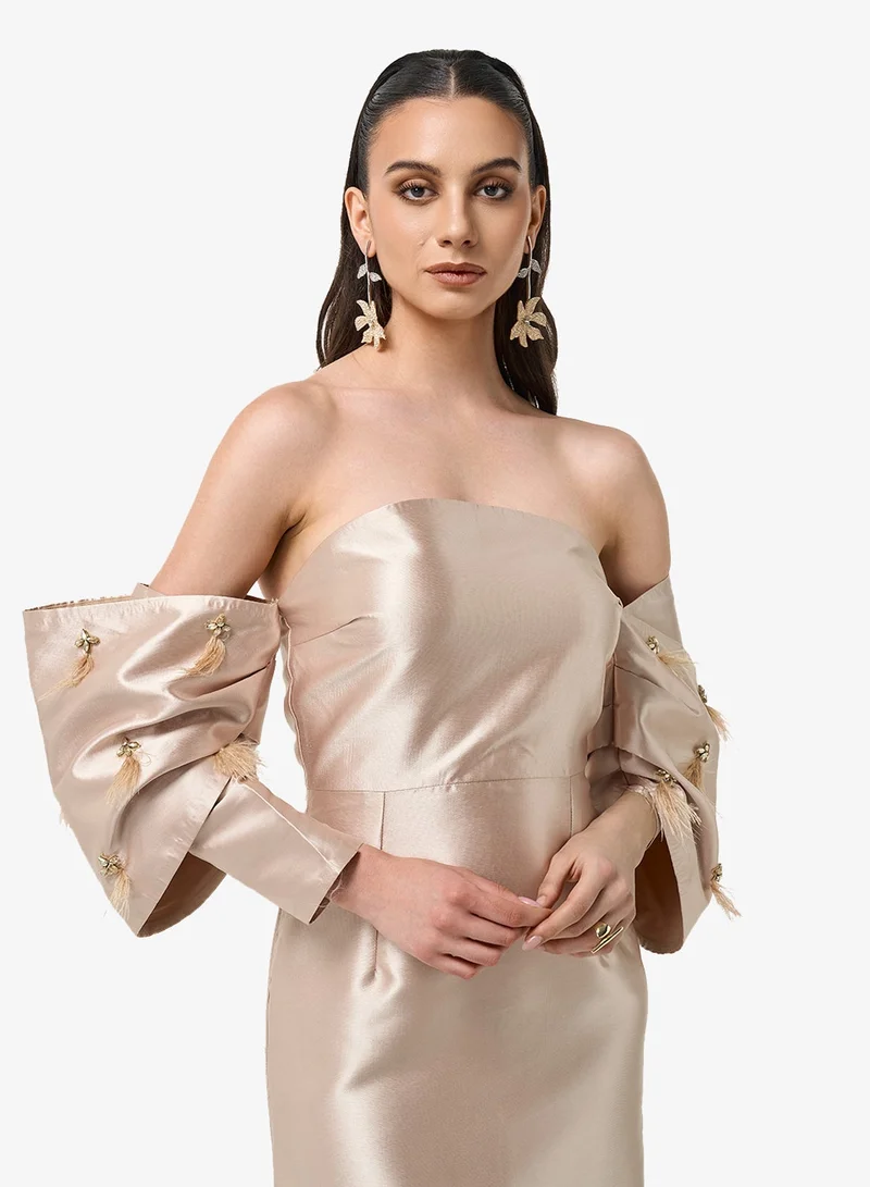 Threadz by Ajooni  Off Shoulder Maxi Dress for Women | Best Price UAE