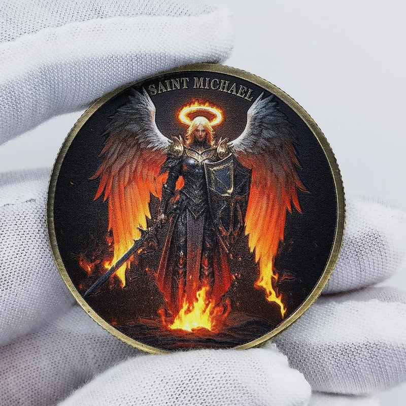 Aomcisi The Archangel Saint Michael Challenge Coin - Psalm 91:10-11 Inspirational Gift for Spiritual Protection & Faith (Single Coin) - Image 4