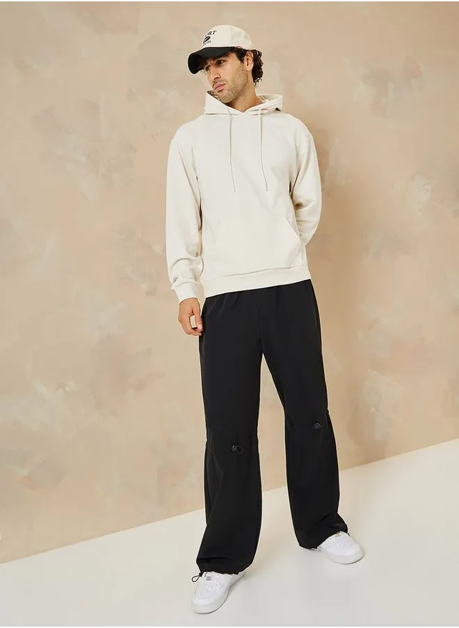 Styli Relaxed Fit Fleece Hoodie with Kangaroo Pocket