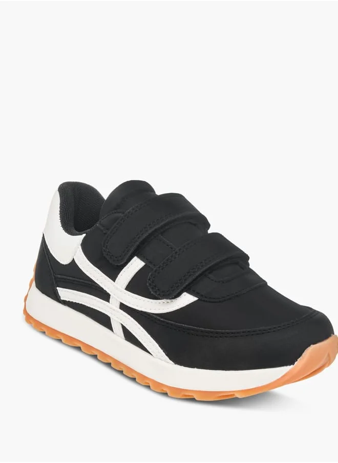 جونيورز Boys Panelled Sneakers With Hook And Loop Closure