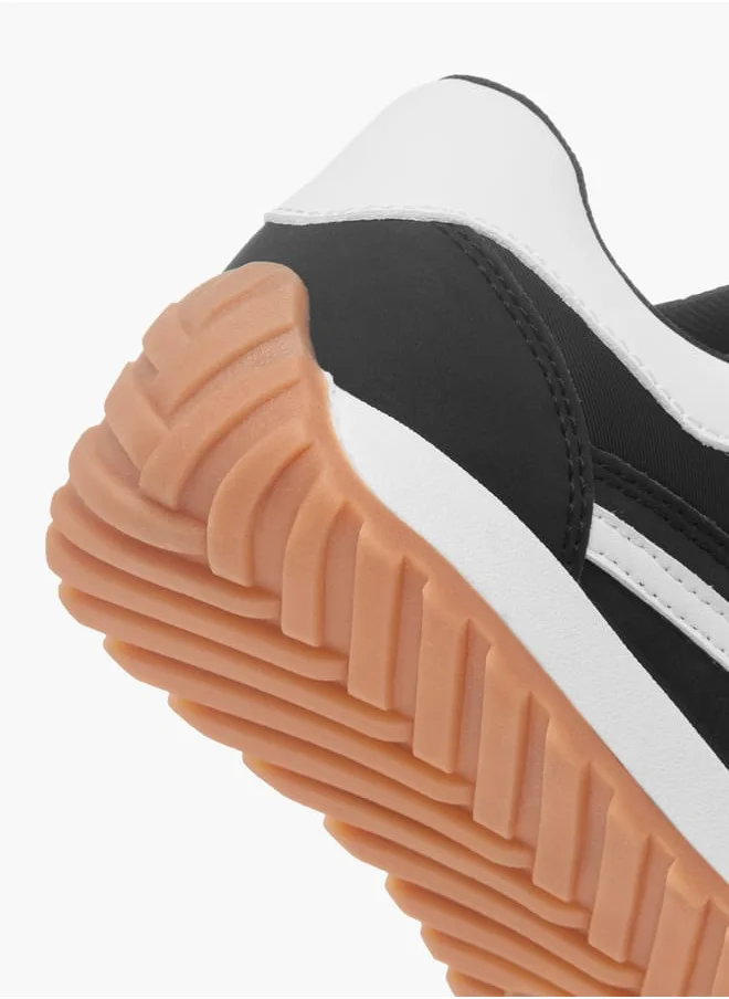 جونيورز Boys Panelled Sneakers With Hook And Loop Closure