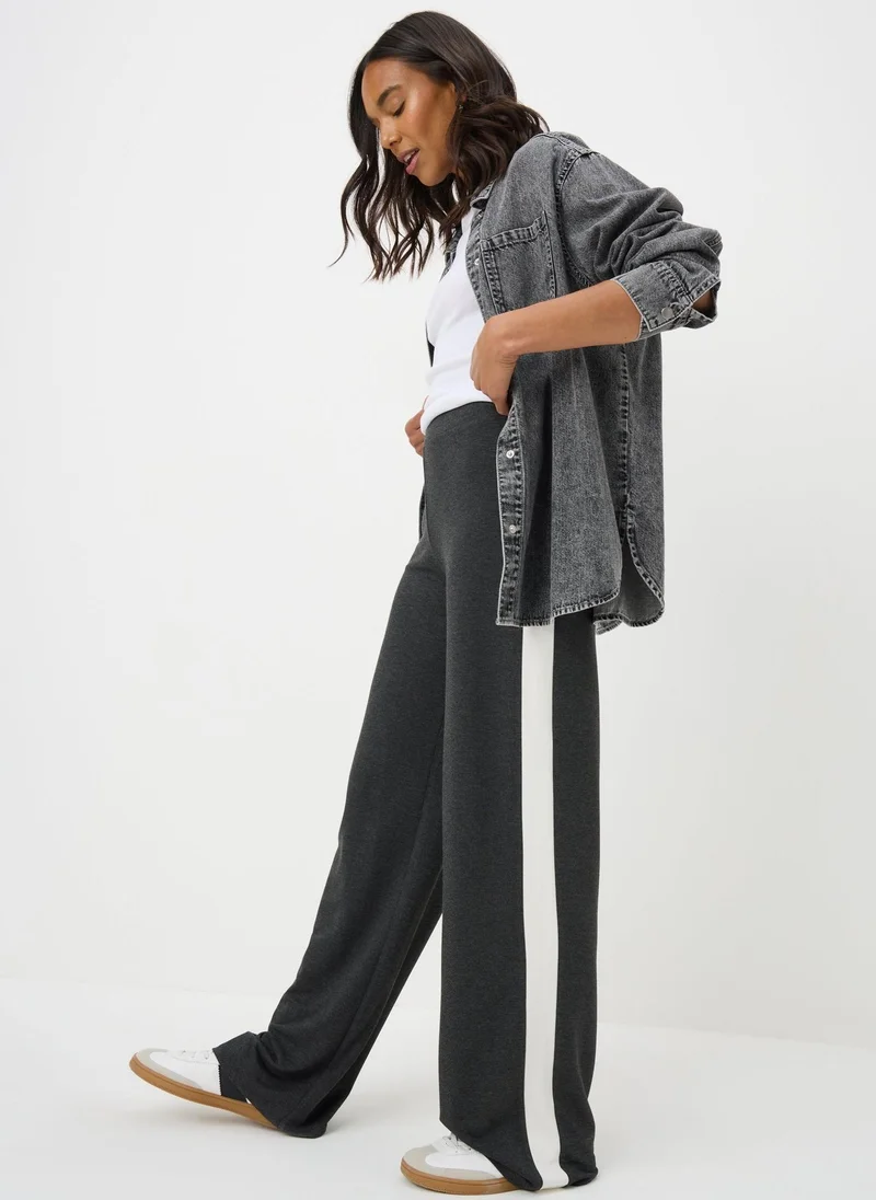 Matalan Charcoal Side Stripe Wide Leg Trousers