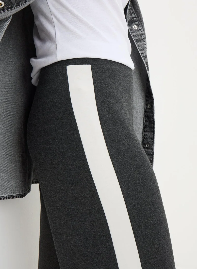 Matalan Charcoal Side Stripe Wide Leg Trousers
