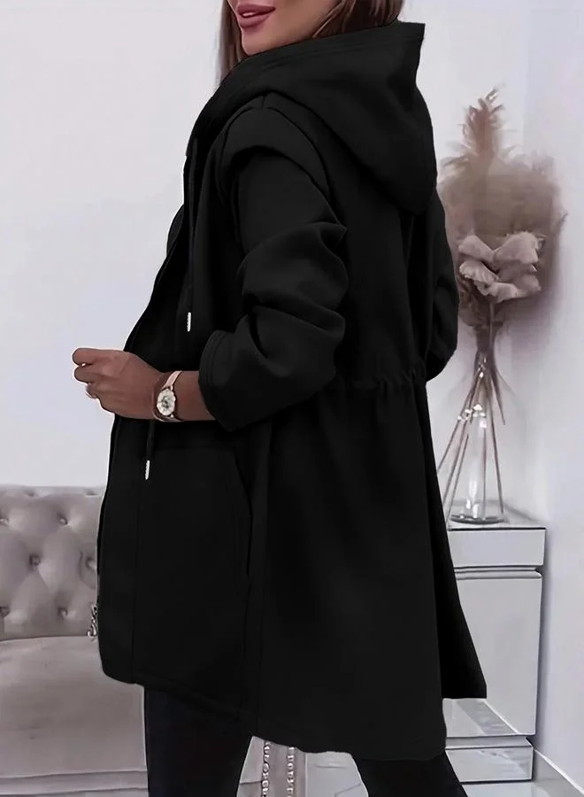 Take Two Take Two Plus Size Longline Zip-Up Hooded Jacket