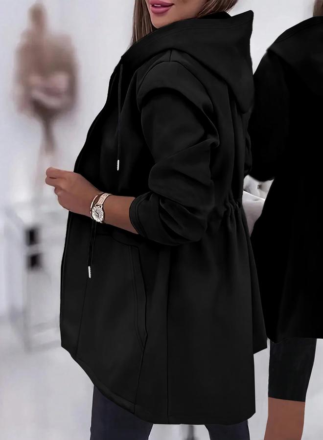 تايك تو جاكيت طويل بسحاب بغطاء رأس للمقاسات الكبيرة - Image 5