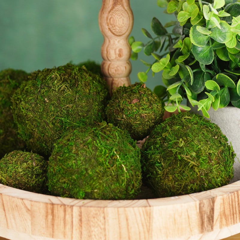 BYHER Decorative Moss Balls Set - Fake Moss Balls for Bowl Fillers, Centerpiece Decor, Home Decor, Vase Filler, Wedding Decor, Table Arrangement, Coffee Accents, DIY Crafts (Large - 3.2"-Set of 6) - Image 4