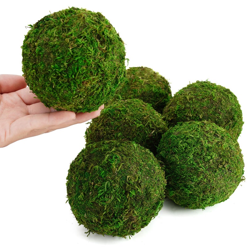 BYHER Decorative Moss Balls Set - Fake Moss Balls for Bowl Fillers, Centerpiece Decor, Home Decor, Vase Filler, Wedding Decor, Table Arrangement, Coffee Accents, DIY Crafts (Large - 3.2"-Set of 6) - Image 2